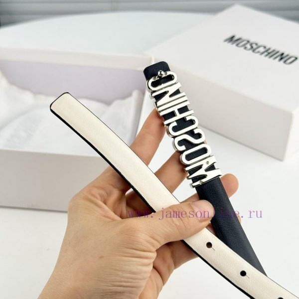 Moschino versatile letter buckle, double-sided head layer plain weave waist belt with a widt nbhudzbp - Image 5