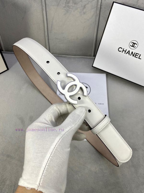 Width 3.0cm Chanel Women's Classic Belt and Strap New Smooth Inner Lining Matte Cowhide Silv h9dkd5bs