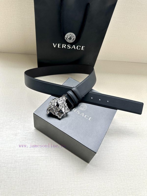 Width 4.0cm. Versace's lychee patterned soft top leather strap, paired with a classic Medusa m235nc6k - Image 9
