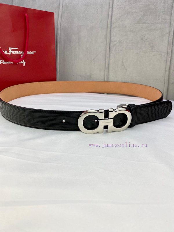 3.5cm wide Ferragamo double-sided head layer cowhide belt, equipped with silver/gold/gun met ituhk6ap