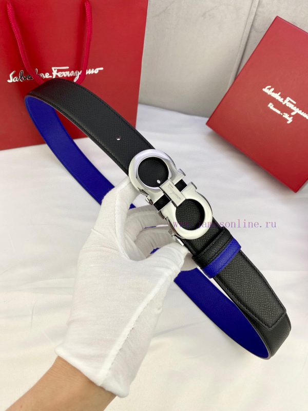 3.5cm wide Ferragamo double-sided head layer cowhide belt, equipped with silver/gold/gun met 4hgua42x - Image 5