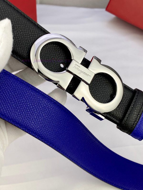 3.5cm wide Ferragamo double-sided head layer cowhide belt, equipped with silver/gold/gun met 4hgua42x - Image 7