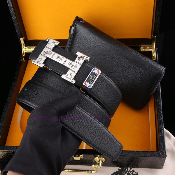 MADE IN FRANCEWooden box with accompanying picturesHERME @ Belt+Wallet SetBuckle material: T jxi1f9oa