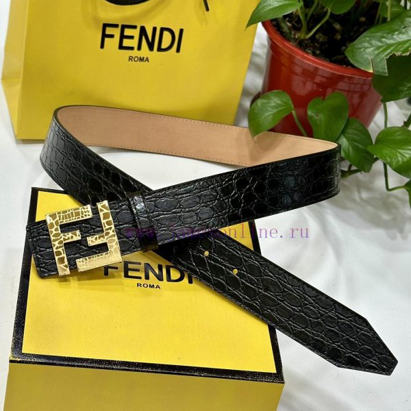 FENDL 40MM wide double-sided original calf leather with a single ruthenium palladium plated 119bgedb