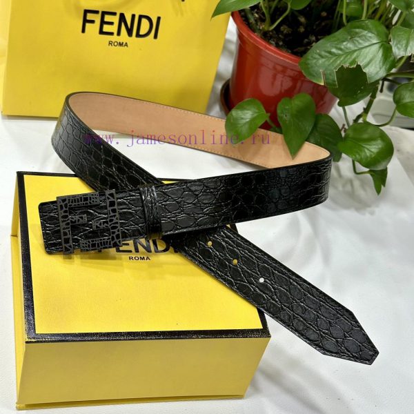 FENDL 40MM wide double-sided original calf leather with a single ruthenium palladium plated d9b5d725