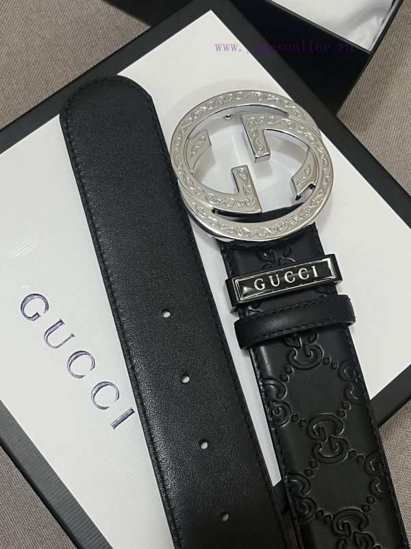 ￥ comes with a complete gift box GUCCI. GucciFull set of 3.8cm imported calf leather embossi gacnzada - Image 5