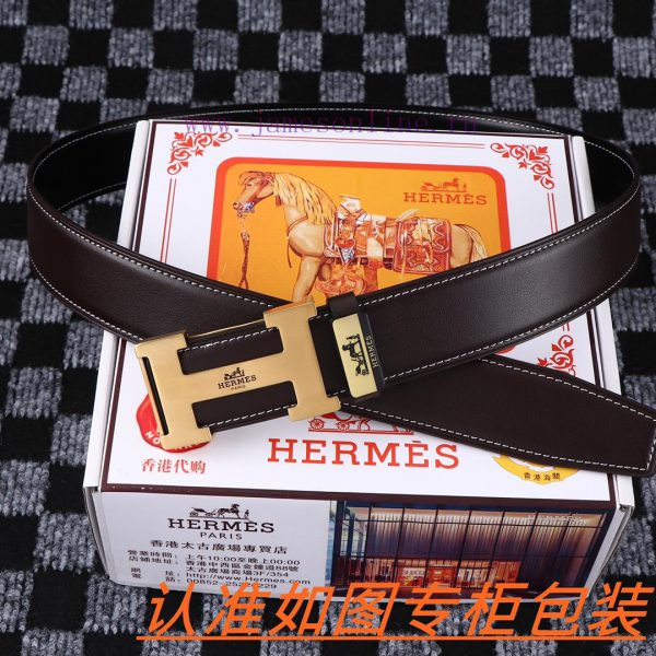 Men's belt HermesMen's leather belt is made of 100% head layer cowhide, ensuring that the 24 q46r60py - Image 3