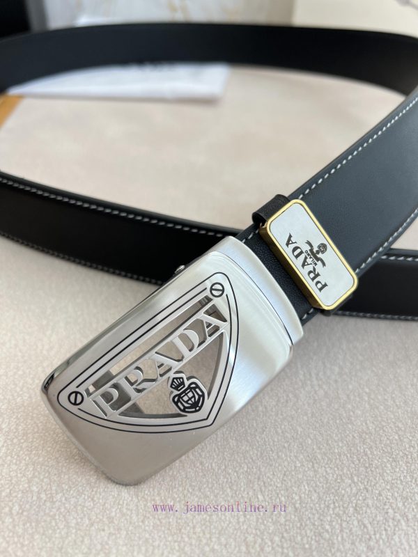 Prada PRADA Belt Automatic BeltAutomatic belt, classic hollow pure steel material automatic smm7w5cr - Image 6