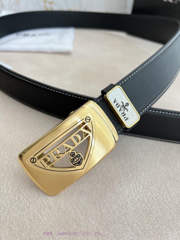Prada PRADA Belt Automatic BeltAutomatic belt, classic hollow pure steel material automatic smm7w5cr - Image 7