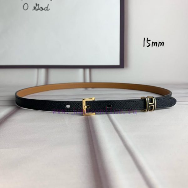 Herm è s Women's Needle Buckle Belt Imported Head Layer Leather Black Palm Pattern Face with 9bdxykf6
