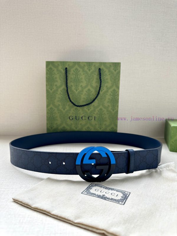 This double-sided belt from GUCCI, with a width of 3.8cm, cleverly combines GG Supreme canva o3ci6rje