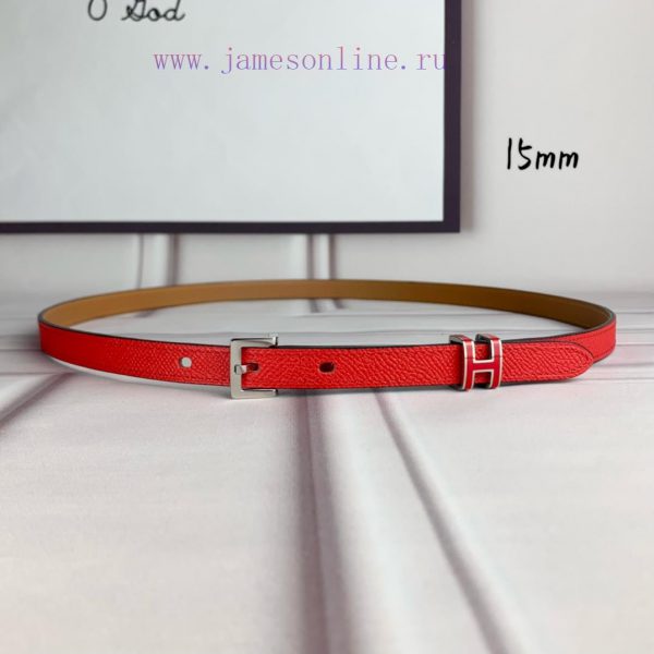 Herm è s Women's Needle Buckle Belt Imported Head Layer Leather Red Palm Pattern Surface wit ts36uz6j - Image 3