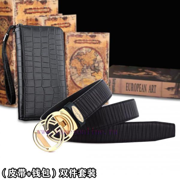 Belt and wallet two-piece setWooden box with accompanying picturesGUCC @ Belt+Wallet SetBuck zlh76l87 - Image 4