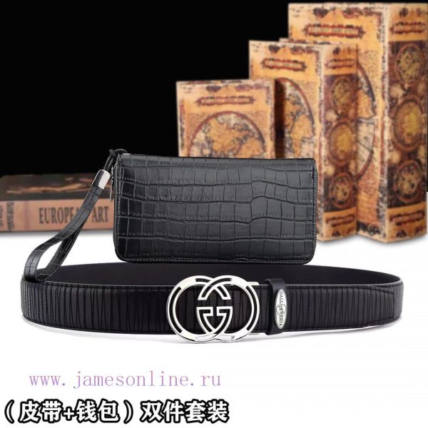Belt and wallet two-piece setWooden box with accompanying picturesGUCC @ Belt+Wallet SetBuck zlh76l87 - Image 5