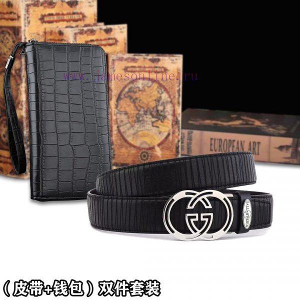 Belt and wallet two-piece setWooden box with accompanying picturesGUCC @ Belt+Wallet SetBuck zlh76l87 - Image 6