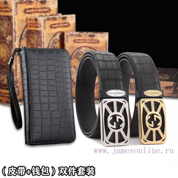 Belt and wallet two-piece setWooden box with accompanying picturesGUCC @ Belt+Wallet SetBuck orebdco3