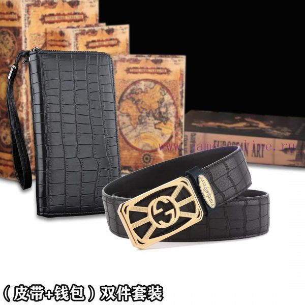 Belt and wallet two-piece setWooden box with accompanying picturesGUCC @ Belt+Wallet SetBuck orebdco3 - Image 9