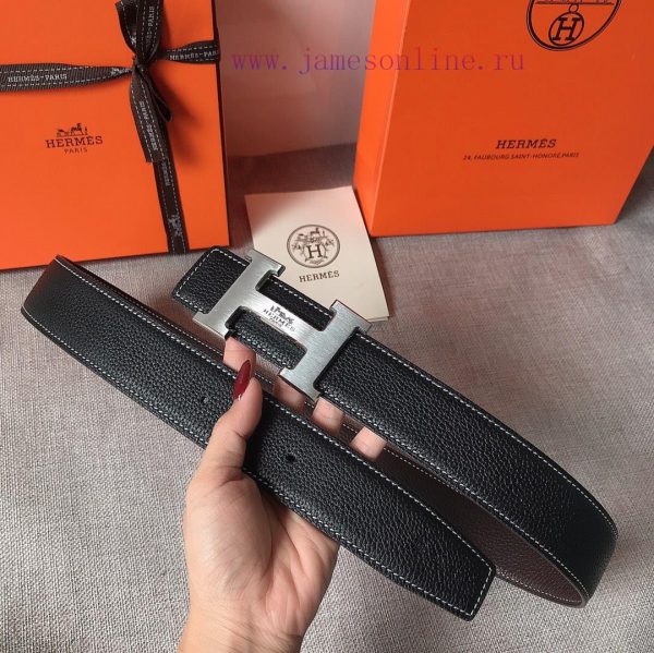 P Hermes Men's BoutiquePure steel dual color original belt buckle&lychee pattern double-side 3e9isvrj
