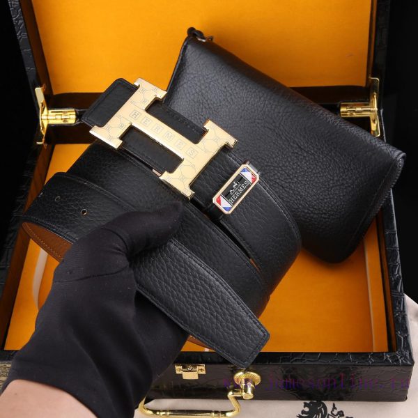 MADE IN FRANCEWooden box with accompanying picturesHERME @ Belt+Wallet SetBuckle material: T cx8g8k1f