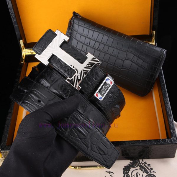 MADE IN FRANCEWooden box with accompanying picturesHERME @ Belt+Wallet SetBuckle material: T icprrhs6