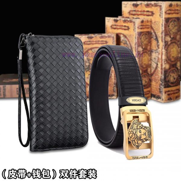 Belt and wallet two-piece setWooden box with accompanying picturesVERSACE Belt+Wallet SetBuc jnt1oy4t