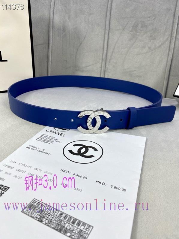 3.0cm width Chanel women's belt, new soft imported calf leather, gold silver patterned metal vgnv0i5l