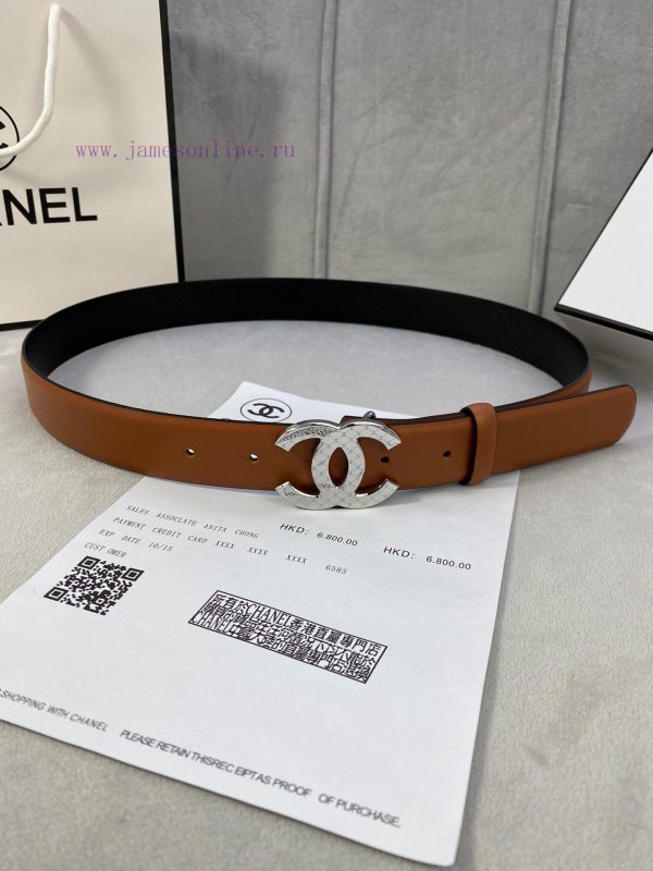 3.0cm width Chanel women's belt, new soft imported calf leather, supports NFC official websi 3t21lvz1