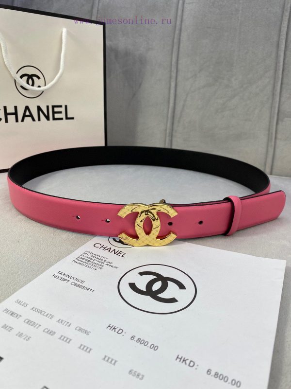 3.0cm width Chanel women's belt, new soft imported calf leather, supports NFC official websi los6m6yz