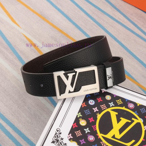 Belt and belt LV Louis Vuitton leather beltMen's belt material: 100% head layer cowhide belt r788o194 - Image 4