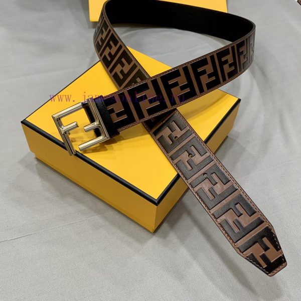 ￥FENDI/Fendi Men's Belt Width 38MM Logo Style Wide Belt Original Needle Buckle, Imported Ori jz8m3ns7