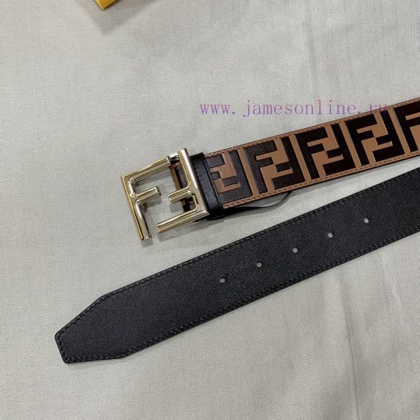 ￥FENDI/Fendi Men's Belt Width 38MM Logo Style Wide Belt Original Needle Buckle, Imported Ori jz8m3ns7 - Image 4