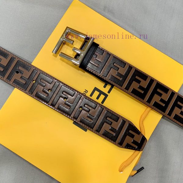 ￥FENDI/Fendi Men's Belt Width 38MM Logo Style Wide Belt Original Needle Buckle, Imported Ori jz8m3ns7 - Image 5