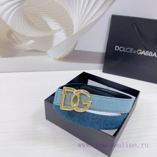 3.0cm D&G Dolce&Gabbana waist belt, made of special denim fabric paired with top layer cowhi hl168zh9 - Image 5