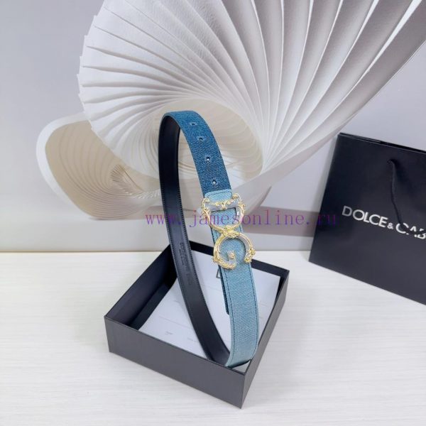 3.0cm D&G Dolce&Gabbana waist belt, made of special denim fabric paired with top layer cowhi ya0t4skg - Image 3