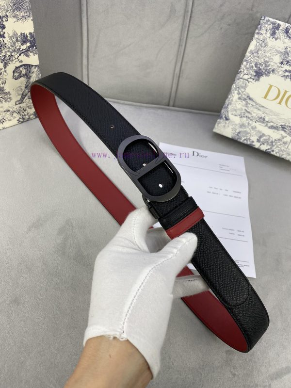 3.5cm width Dior grain textured cowhide hollow "CD" buckle belt, black palm grain grain leat i1dnahdx