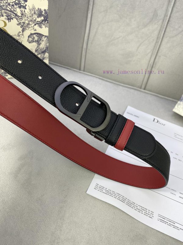3.5cm width Dior grain textured cowhide hollow "CD" buckle belt, black palm grain grain leat i1dnahdx - Image 3