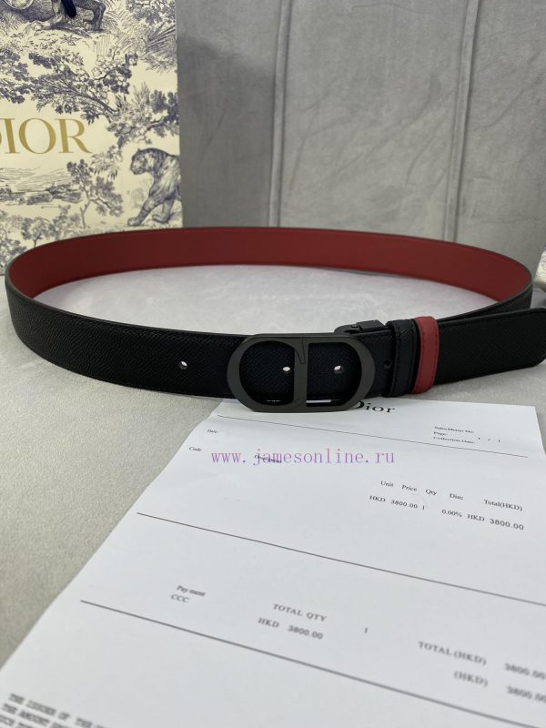 3.5cm width Dior grain textured cowhide hollow "CD" buckle belt, black palm grain grain leat i1dnahdx - Image 7