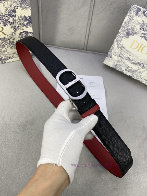 3.5cm width Dior grain textured cowhide hollow "CD" buckle belt, black palm grain grain leat 7v4mhfw3