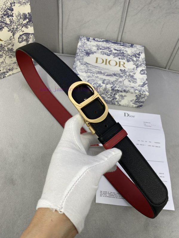 3.5cm width Dior grain textured cowhide hollow "CD" buckle belt, black palm grain grain leat ukb8n1lr