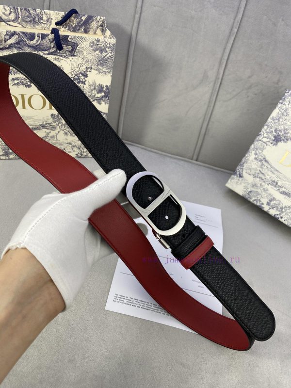 3.5cm width Dior grain textured cowhide hollow "CD" buckle belt, black palm grain grain leat 7v4mhfw3 - Image 3