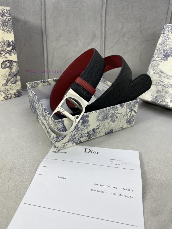 3.5cm width Dior grain textured cowhide hollow "CD" buckle belt, black palm grain grain leat 7v4mhfw3 - Image 6