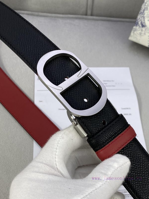 3.5cm width Dior grain textured cowhide hollow "CD" buckle belt, black palm grain grain leat 7v4mhfw3 - Image 9