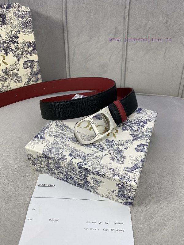 3.5cm width Dior grain textured cowhide hollow "CD" buckle belt, black palm grain grain leat 7v4mhfw3 - Image 14