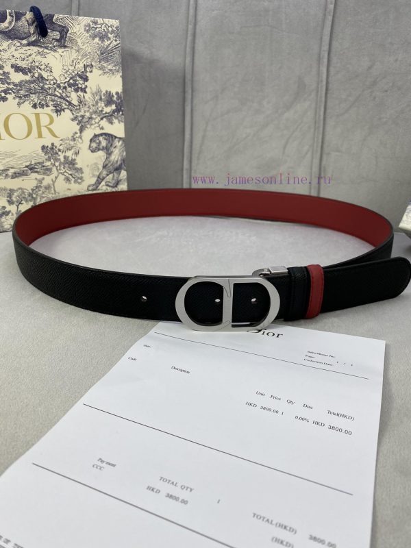 3.5cm width Dior grain textured cowhide hollow "CD" buckle belt, black palm grain grain leat 7v4mhfw3 - Image 17