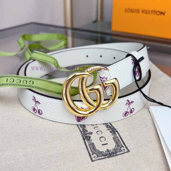 (Complete set)GUCCI leather beltWidth 30mmNew Women's Casual Edition Original Head Leather D 1953o3p9