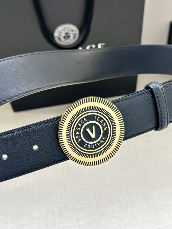 3.8cm Width Versace JEANS COUPURE Leather V-EMBLEM Buckle Belt with La Greca accents for a p 2gd8z9hq - Image 12