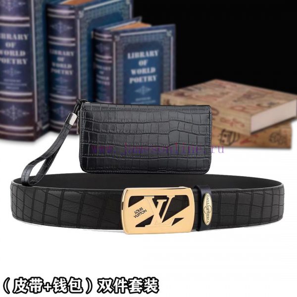 Belt and wallet two-piece setWooden box with accompanying picturesL @ V belt+wallet setBuckl ibfhwvvw - Image 9