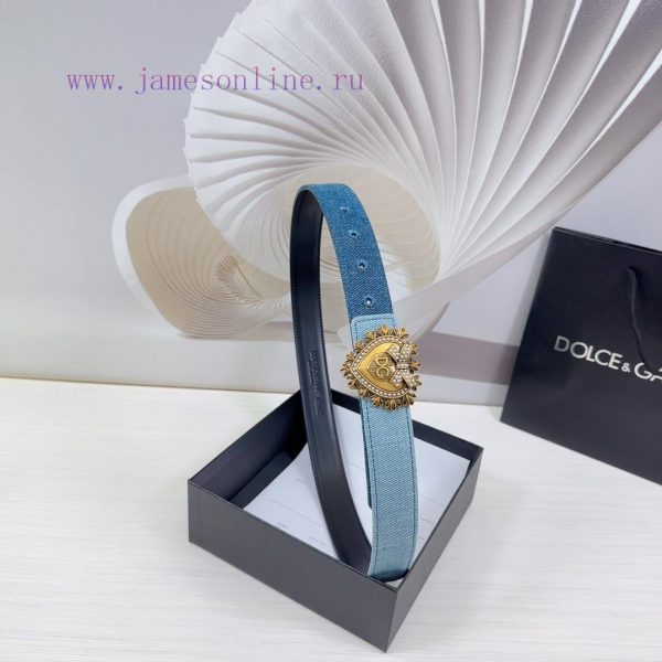 3.0cm D&G Dolce&Gabbana waist belt, made of special denim fabric paired with top layer cowhi hq6pyat1 - Image 3
