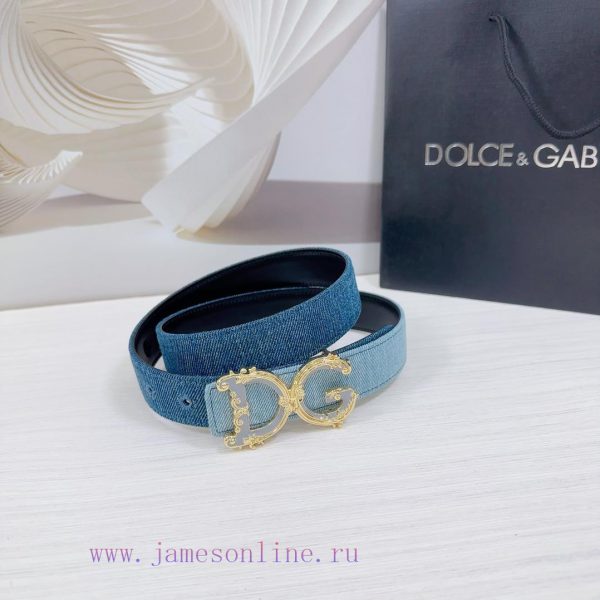 3.0cm D&G Dolce&Gabbana waist belt, made of special denim fabric paired with top layer cowhi qx63kmkh - Image 4
