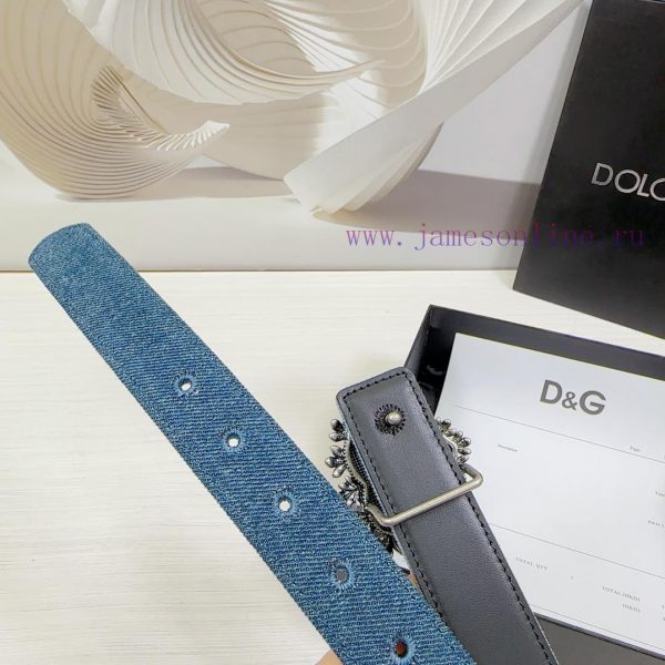 3.0cm D&G Dolce&Gabbana waist belt, made of special denim fabric paired with top layer cowhi 5cddrpi3 - Image 9
